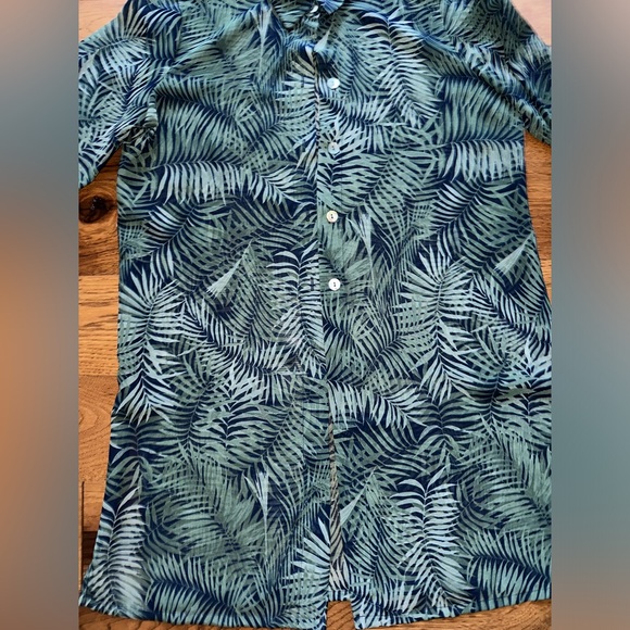 Coldwater Creek Sheer Long Sleeve Palm Print Swim Cover Up Duster Size SP - Picture 4 of 9